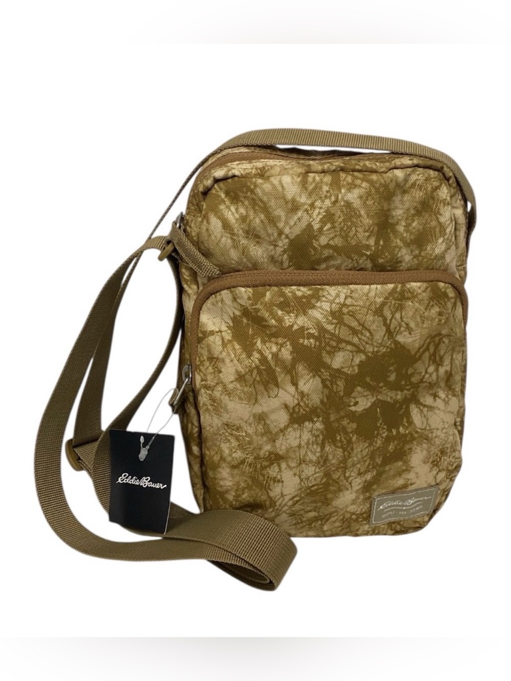 Eddie Bauer Jasper Tan & Brown Camouflage Nylon Crossbody Travel Bag - NWT